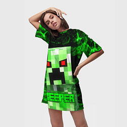 Футболка женская длинная MINECRAFT CREEPER, цвет: 3D-принт — фото 2