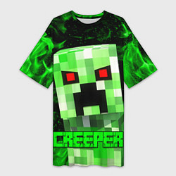 Футболка женская длинная MINECRAFT CREEPER, цвет: 3D-принт