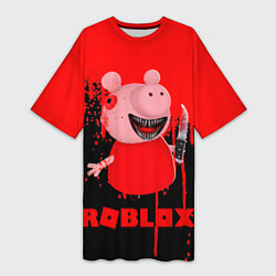 Футболка женская длинная Roblox Piggy, цвет: 3D-принт