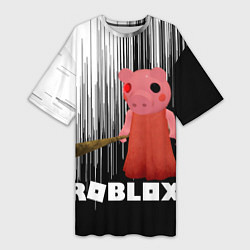 Футболка женская длинная Roblox Piggy, цвет: 3D-принт