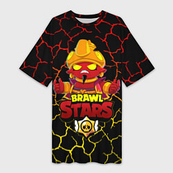 Женская длинная футболка BRAWL STARS EVIL GENE ДЖИН