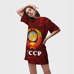 Футболка женская длинная СССР USSR, цвет: 3D-принт — фото 2