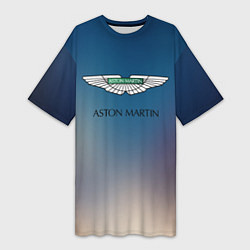 Футболка женская длинная Aston martin, цвет: 3D-принт