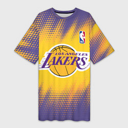 Футболка женская длинная Los Angeles Lakers, цвет: 3D-принт