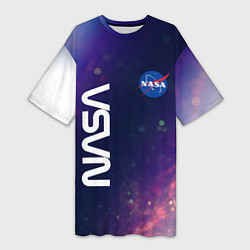 Футболка женская длинная NASA НАСА, цвет: 3D-принт