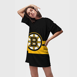 Футболка женская длинная BOSTON BRUINS NHL, цвет: 3D-принт — фото 2