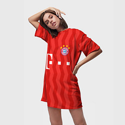 Футболка женская длинная FC Bayern Munchen униформа, цвет: 3D-принт — фото 2