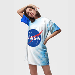 Футболка женская длинная NASA НАСА, цвет: 3D-принт — фото 2