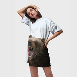 Футболка женская длинная Bear, цвет: 3D-принт — фото 2