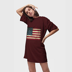 Футболка женская длинная USA флаг, цвет: 3D-принт — фото 2
