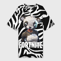 Футболка женская длинная Fortnite Panda, цвет: 3D-принт
