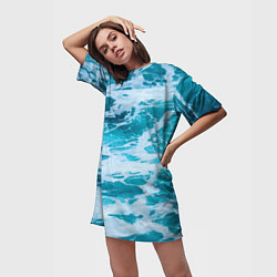 Футболка женская длинная Вода волны пена море, цвет: 3D-принт — фото 2