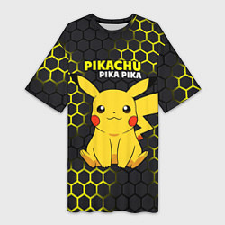 Футболка женская длинная Pikachu Pika Pika, цвет: 3D-принт