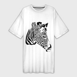 Футболка женская длинная Zebra, цвет: 3D-принт