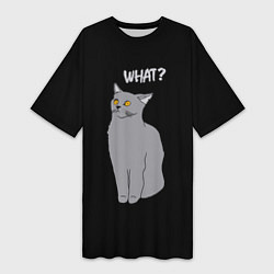 Женская длинная футболка What cat