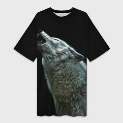 Женская длинная футболка Воющий волк