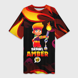 Женская длинная футболка BRAWL STARS AMBER