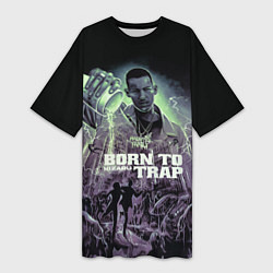 Футболка женская длинная KIZARU BORN TO TRAP, цвет: 3D-принт