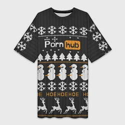 Женская длинная футболка Christmas PornHub
