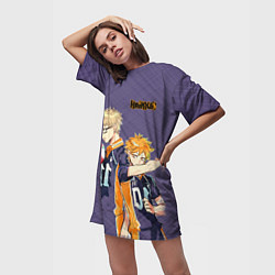 Футболка женская длинная Haikyu!!!, цвет: 3D-принт — фото 2