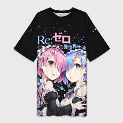 Футболка женская длинная Re:Zero, Рам и Рем, цвет: 3D-принт