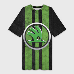 Футболка женская длинная Skoda Green Logo Z, цвет: 3D-принт