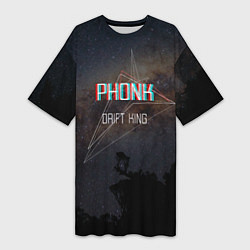 Женская длинная футболка PHONK Drift King фонк дрифт