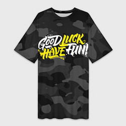 Футболка женская длинная GLHF ГЛХФ Камуфляж, цвет: 3D-принт