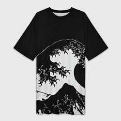 Женская длинная футболка Волна Канагава