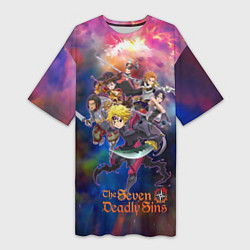 Футболка женская длинная Cемь смертных грехов, цвет: 3D-принт