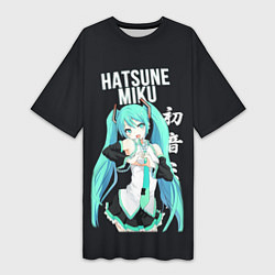 Футболка женская длинная Hatsune Miku Хацунэ Мику, цвет: 3D-принт