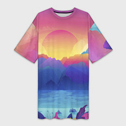 Женская длинная футболка Красочные Горы