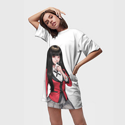 Футболка женская длинная Jabami Yumeko Kakegurui, цвет: 3D-принт — фото 2