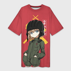 Футболка женская длинная Катюша, цвет: 3D-принт