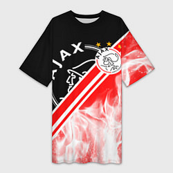 Футболка женская длинная FC AJAX AMSTERDAM ФК АЯКС, цвет: 3D-принт