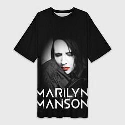 Футболка женская длинная MARILYN MANSON, цвет: 3D-принт