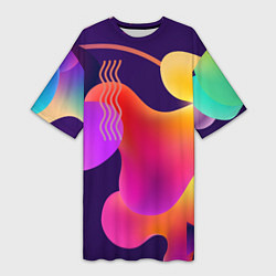 Футболка женская длинная Rainbow T-Shirt, цвет: 3D-принт