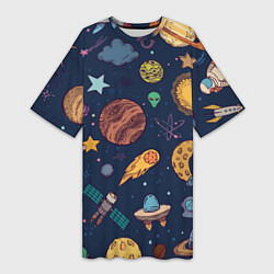 Женская длинная футболка Космический мир