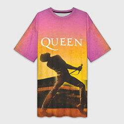Футболка женская длинная Queen Freddie Mercury Z, цвет: 3D-принт