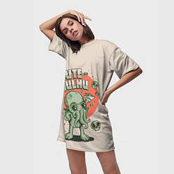 Футболка женская длинная Милый Ктулху, цвет: 3D-принт — фото 2