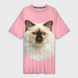 Женская длинная футболка Пушистый кот