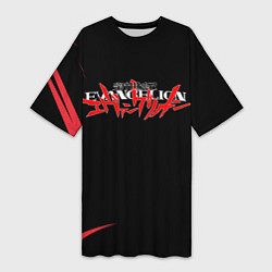 Женская длинная футболка RED EVANGELION LOGO