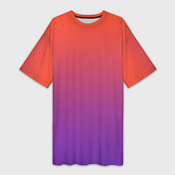 Футболка женская длинная Оранжевый и Фиолетовый, цвет: 3D-принт