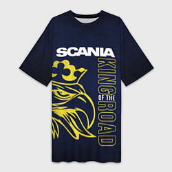 Футболка женская длинная Scania king of the road, цвет: 3D-принт