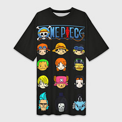 Футболка женская длинная Ван пис все герои чиби, цвет: 3D-принт