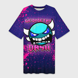 Футболка женская длинная Geometry Dash: 80s, цвет: 3D-принт