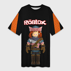 Футболка женская длинная ROBLOX РОБЛОКС Z, цвет: 3D-принт