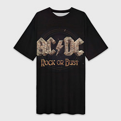 Футболка женская длинная ACDC Rock or Bust, цвет: 3D-принт