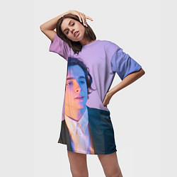 Футболка женская длинная Timothee Chalamet, цвет: 3D-принт — фото 2