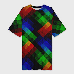 Футболка женская длинная Разноцветный мраморный узор, цвет: 3D-принт